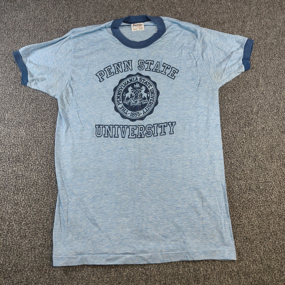 Stedman Ringer T-Shirt Mens L Blue Penn State University Vintage 80s Tri-Blend